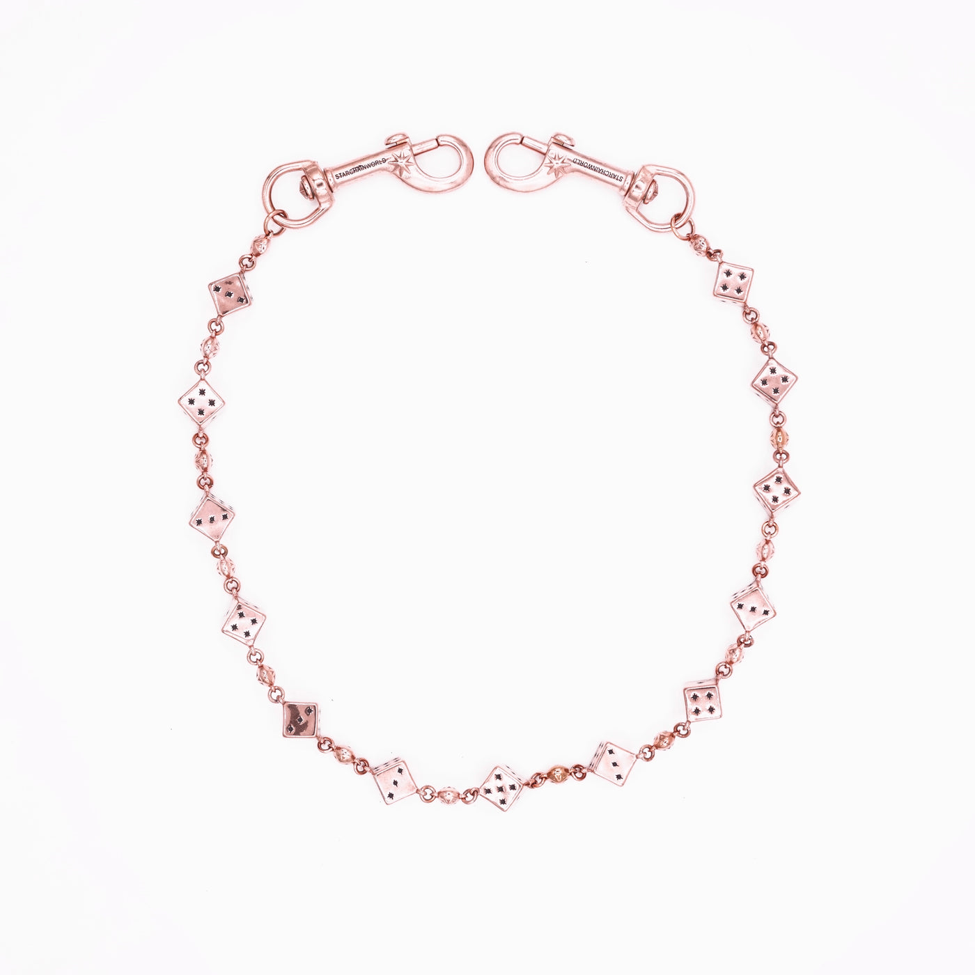 Rose Gold Dice Wallet Chain - No Stones
