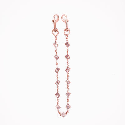 Rose Gold Dice Wallet Chain - Pink Stones