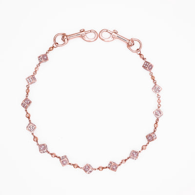 Rose Gold Dice Wallet Chain - Pink Stones