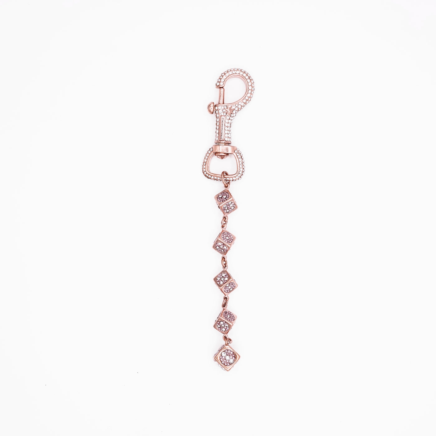 Rose Gold Dice Keychain - Pink Stones