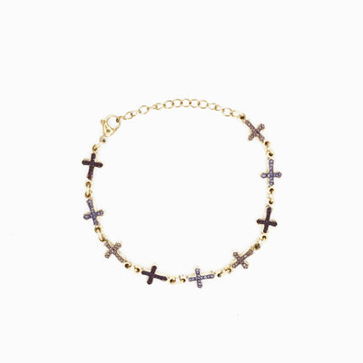 StarBracelet - Crosses - Gold/Purple