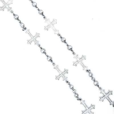 Silver Crosses Wallet Chain - White