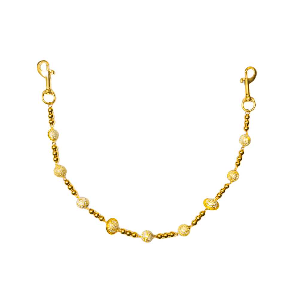 Gold Large Planet Wallet Chain - White