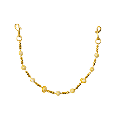 Gold Large Planet Wallet Chain - White
