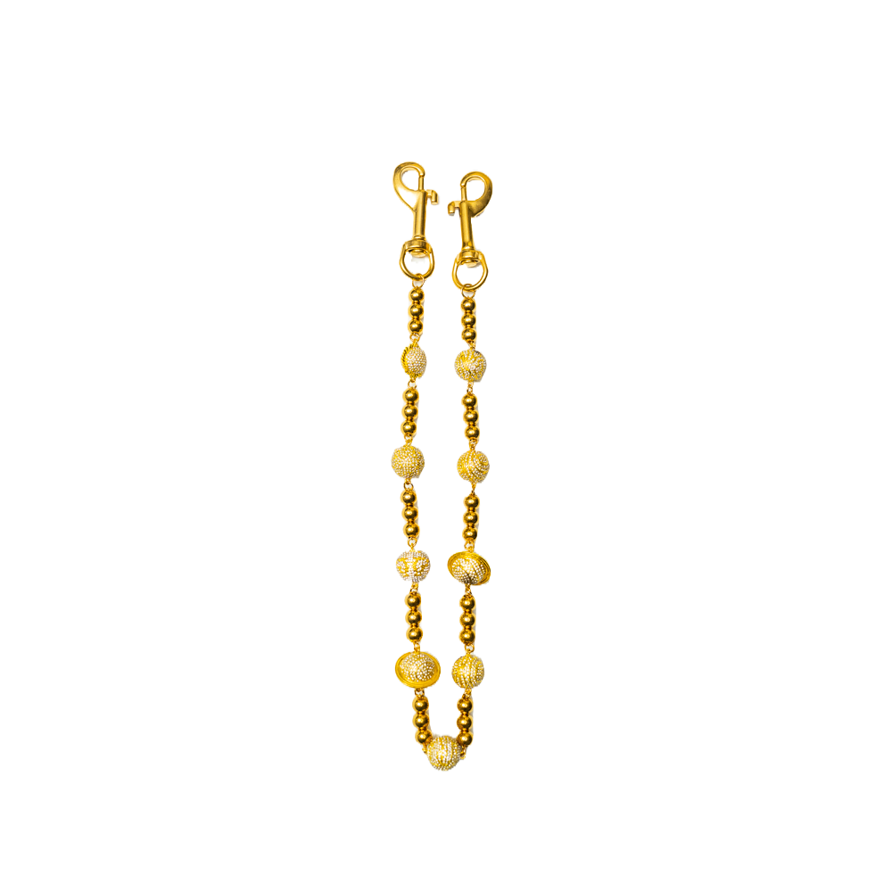 Gold Large Planet Wallet Chain - White