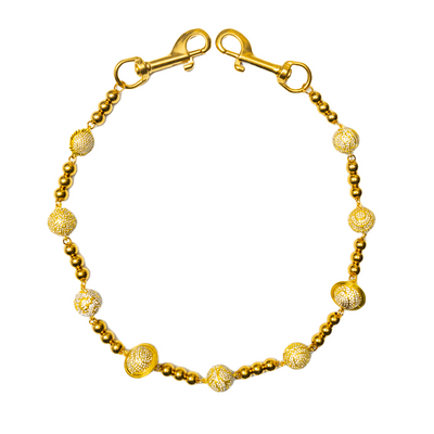 Gold Large Planet Wallet Chain - White