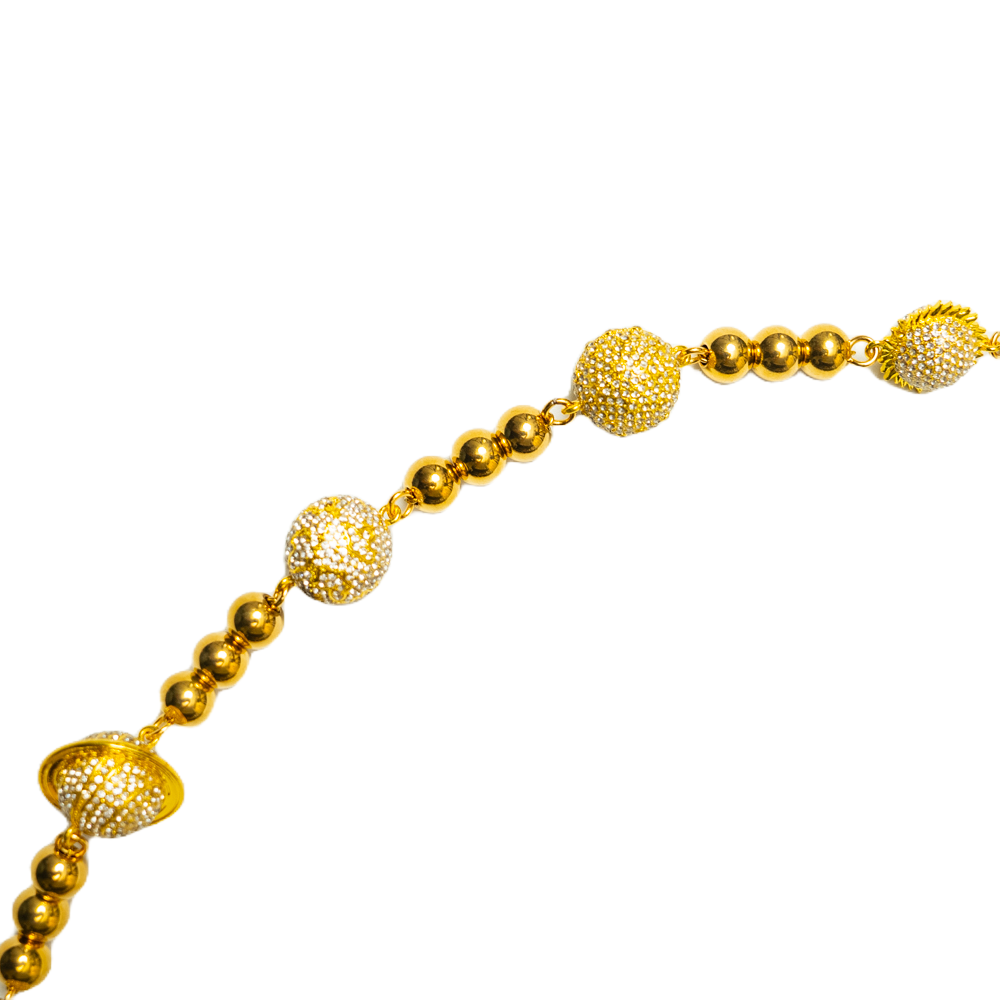 Gold Large Planet Wallet Chain - White