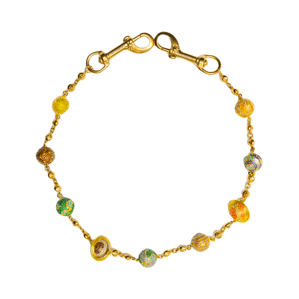 Large Gold Planet Wallet Chain - Multicolor