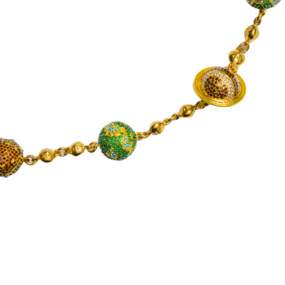 Large Gold Planet Wallet Chain - Multicolor