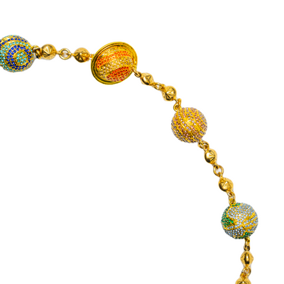 Large Gold Planet Wallet Chain - Multicolor
